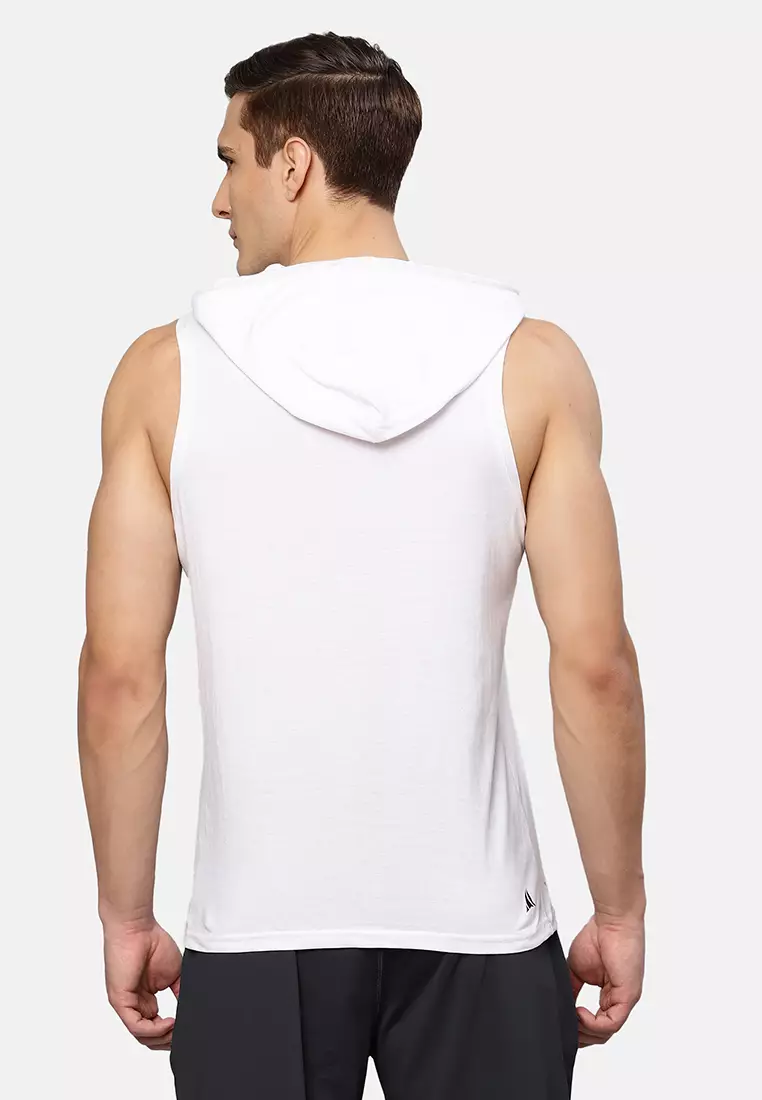 Men's White Graphic Muscle Workout/Training Tank