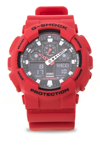 Jual G Shock Casio G Shock Jam Tangan Pria Red Black Resin Ga 100b 4adr Original Zalora Indonesia