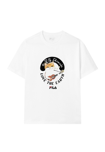 FILA white FILA x Pepe Shimada Men's Cat Print Cotton T-shirt 2767FAA4040F97GS_1