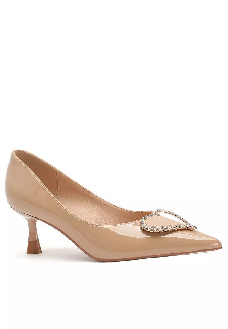 Discount on Twenty Eight Shoes  shoes - SKU: 6cm Rhinestone Buckle Pointy Patent Leather Pumps 2161-13