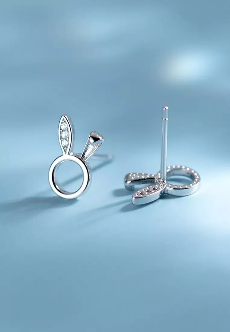 925 Silver Zircon Cute Bunny Earrings JW AR-E9905