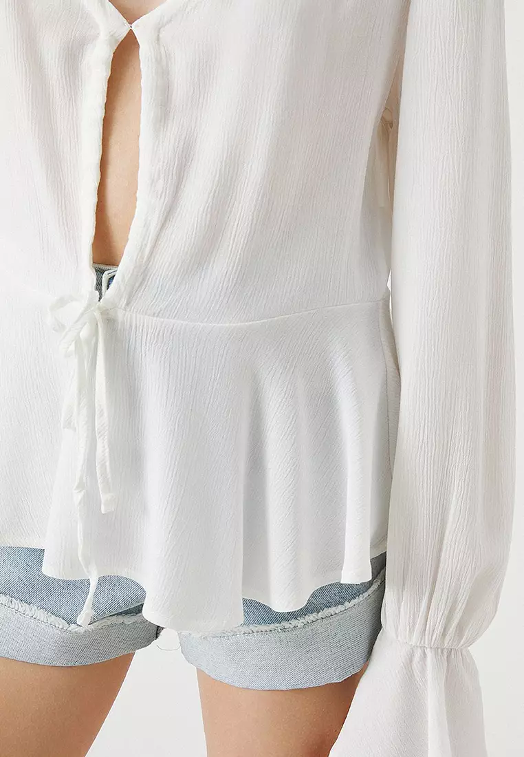 Koton RUFFLE PUFF SLEEVE - Blouse - off white/écru
