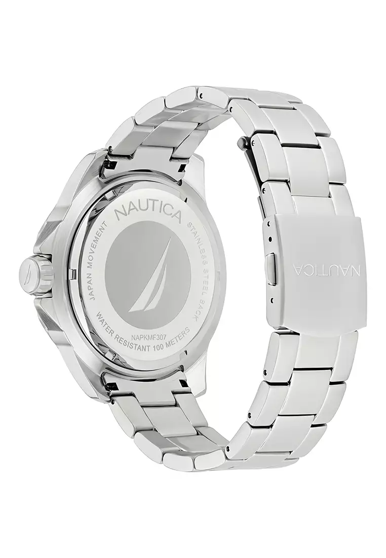 Nautica - Jam Tangan Analog Pria - Silver Blue - Stainless Steel - NAPKMF307