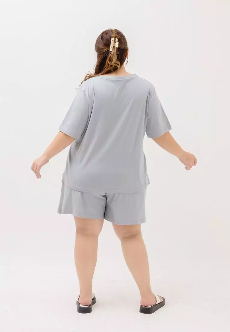 Plus Size Set Short Princess Series Neutral Grey