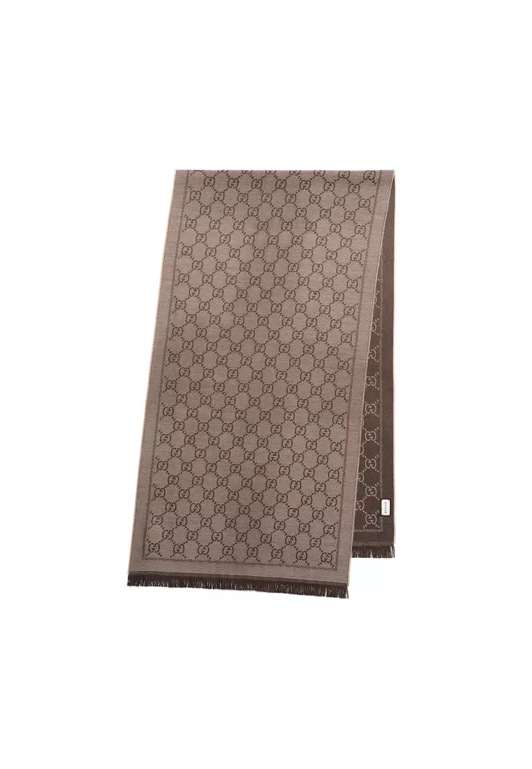 Gg Jacquard Pattern Knitted Scarf