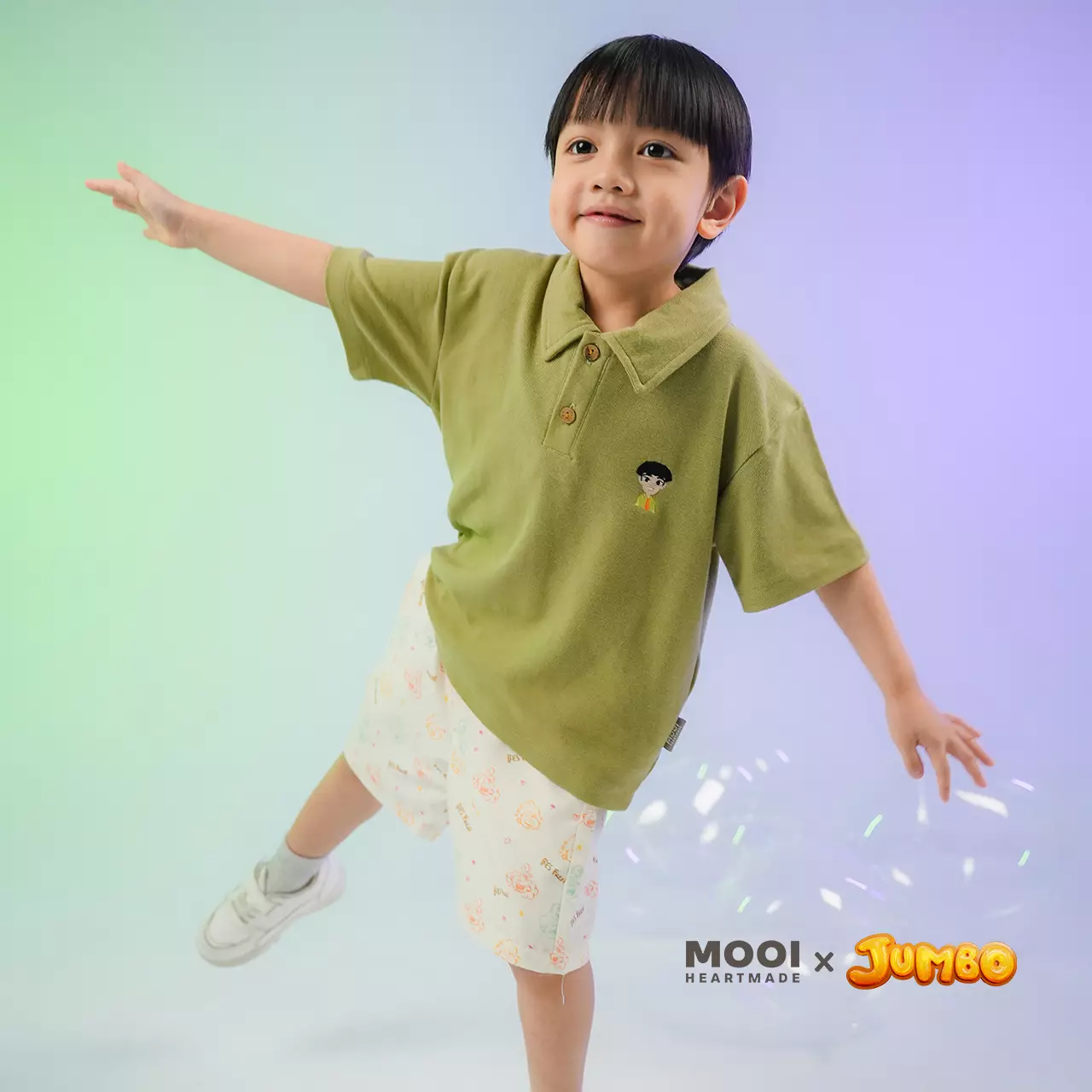 Mooi x Jumbo Kemeja Anak Laki-Laki Polo Shirt - Dusty Green