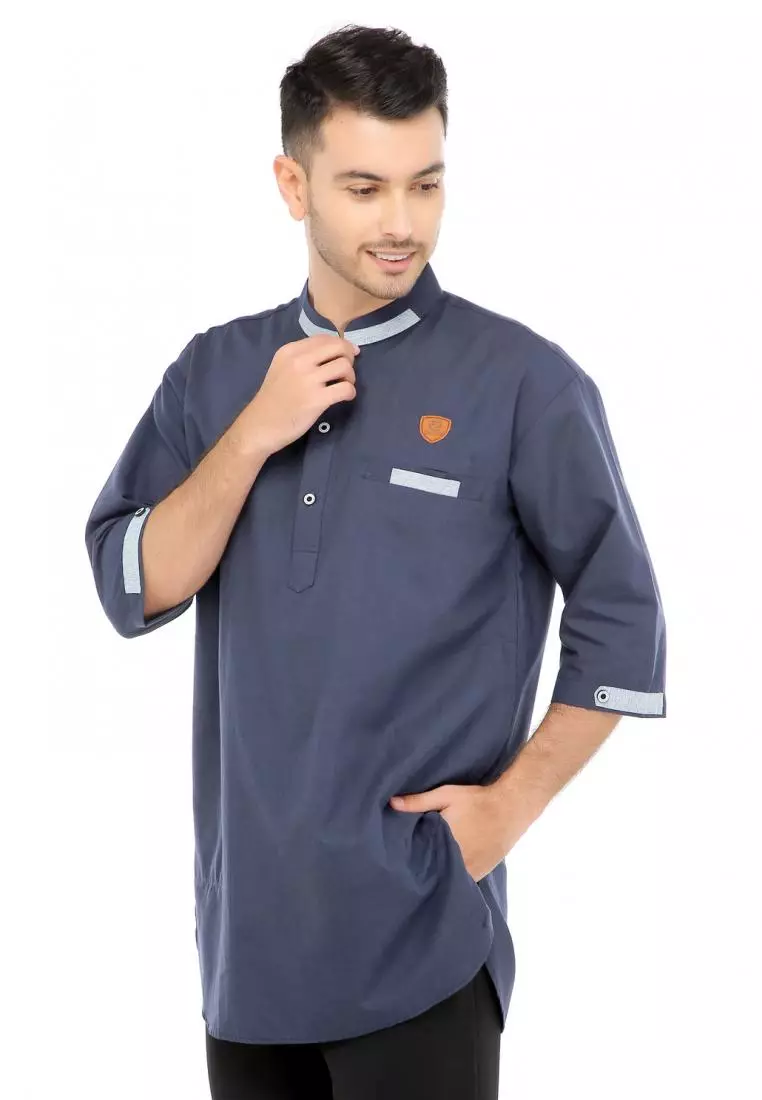 Baju Koko Gamis Muslim Pria Abyan - Navy