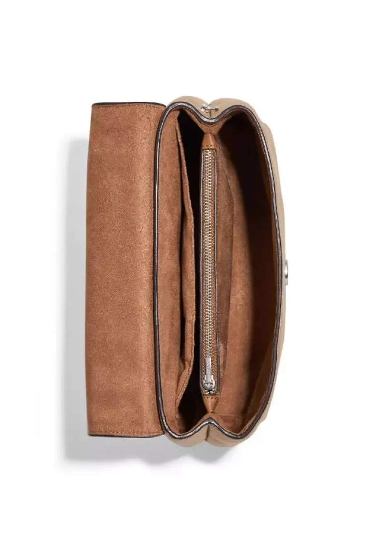 Coach Tammie Shoulder Bag With Floral Whipstitch Taupe Multi