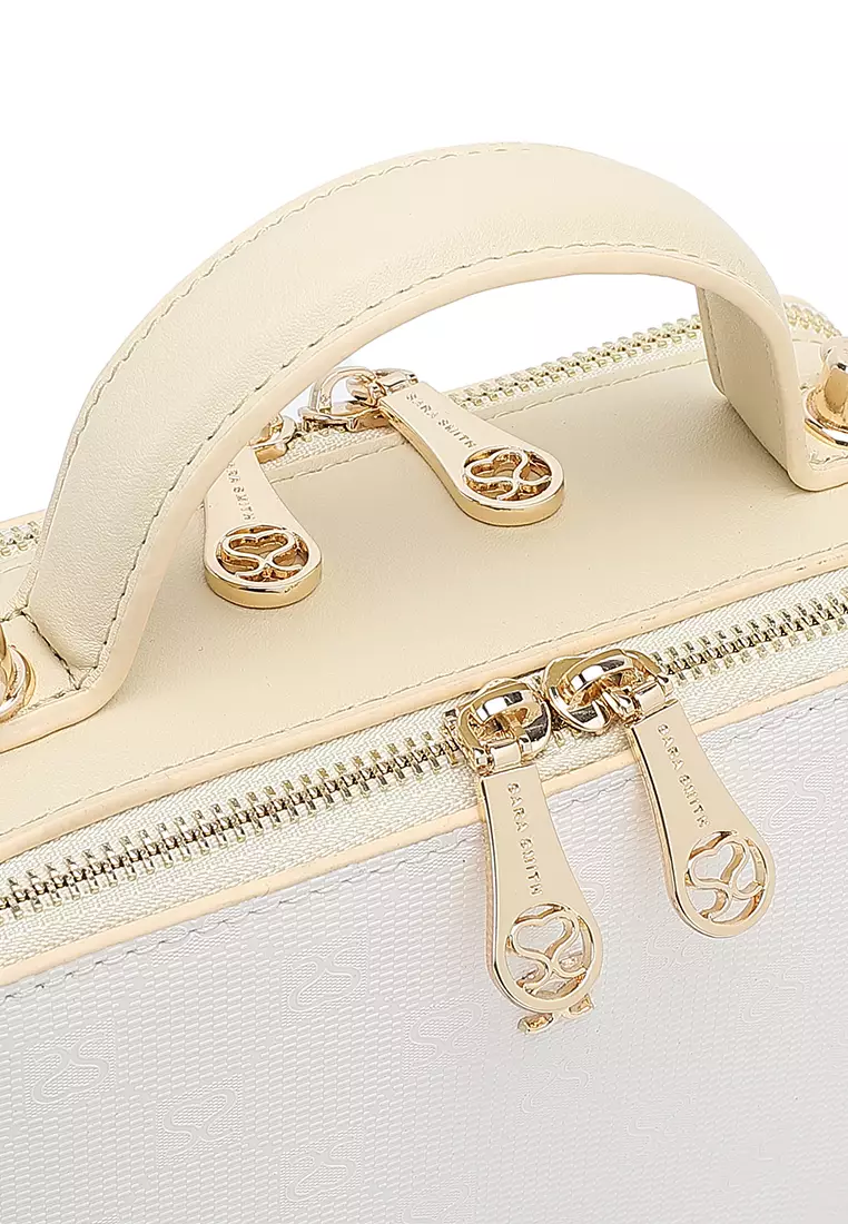 Women's Monogram Top Handle Bag / Sling Bag / Crossbody Bag (Tas Selempang / Tas Tangan) - Putih