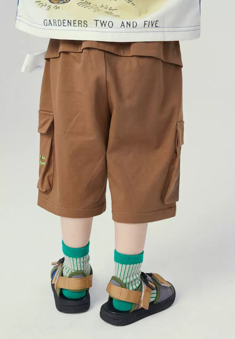 Cargo Shorts With Letter And Graphic Print