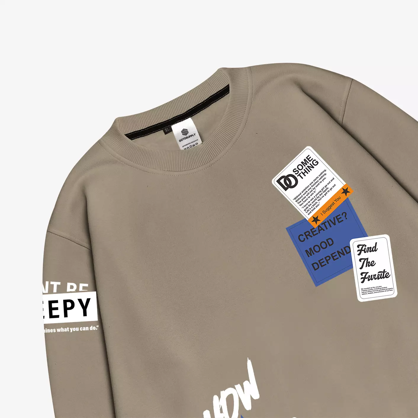 OOTDSUPPLY Crewneck The Future Vanila & Black | Sweater Pria & Wanita CN079