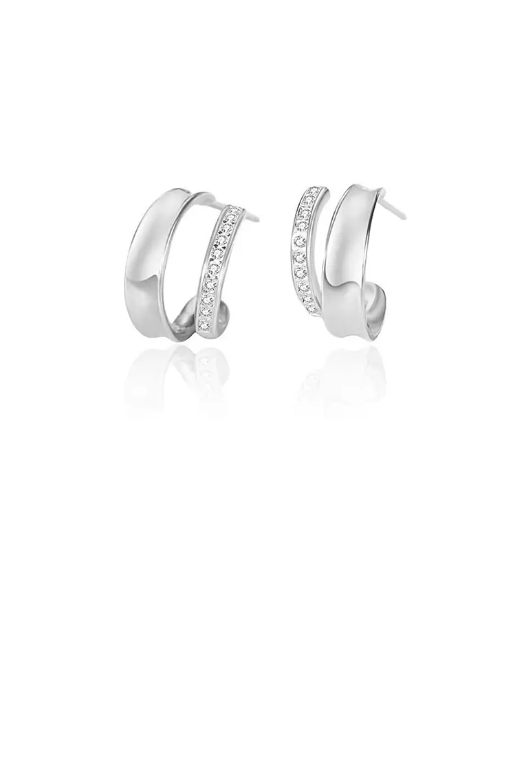 Buy Glamorousky 925 Sterling Silver Simple Personality Irregular C-shaped  Geometric Stud Earrings with Cubic Zirconia 2023 Online | ZALORA Singapore