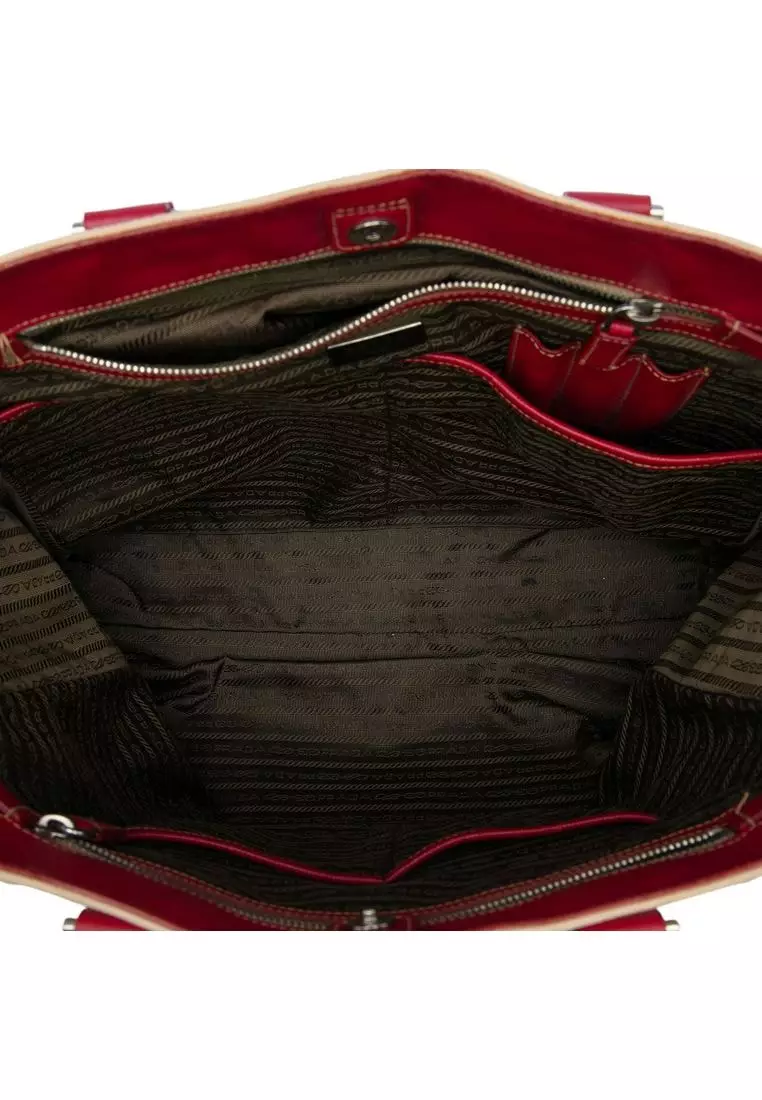 Pre-Loved Prada Saffiano Trimmed Canvas Tote