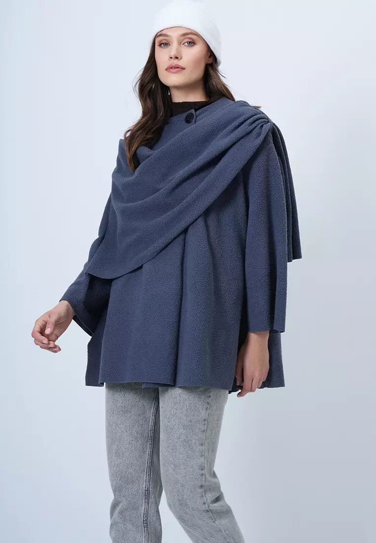 Shawl Detailed Fleece Jacket