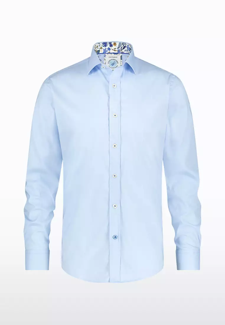 Men Basic - Power-stretch Long Sleeve Shirt - Light Blue