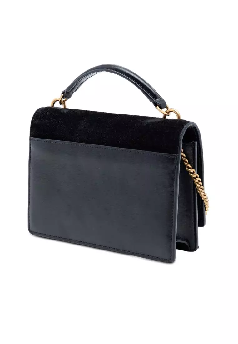 Pre-Loved Saint Laurent Medium Suede And Calfskin Monogram Sunset Top Handle Bag