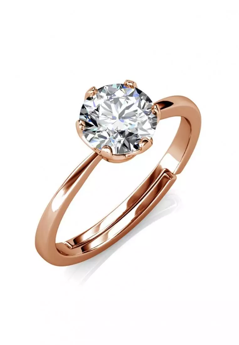 Berlian Moissanite Les Estelle Ring Rose Gold [GRA CERTIFICATE MOISSANITE DIAMOND] - Cincin 1ct Moissanite Diamond 925 Silver Celesta by Her Jewellery