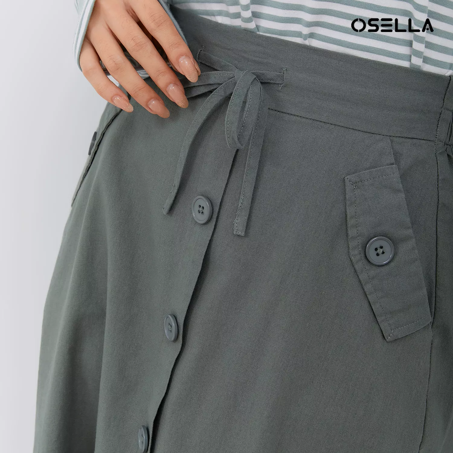 [NEW] Osella Lindy Long Skirt With Buttons 21874001 | Rok Wanita Warna olive