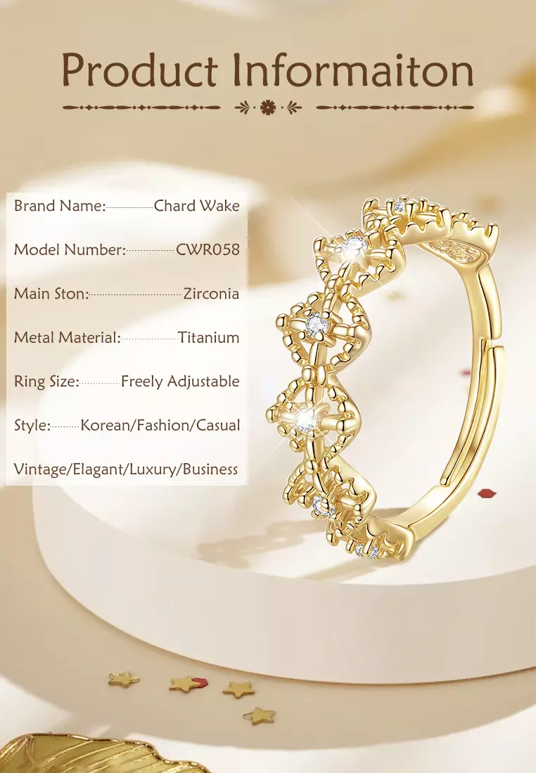 Cincin Wanita Korea Vintage Titanium Original Anti Luntur Free Size Perhiasan Cewek