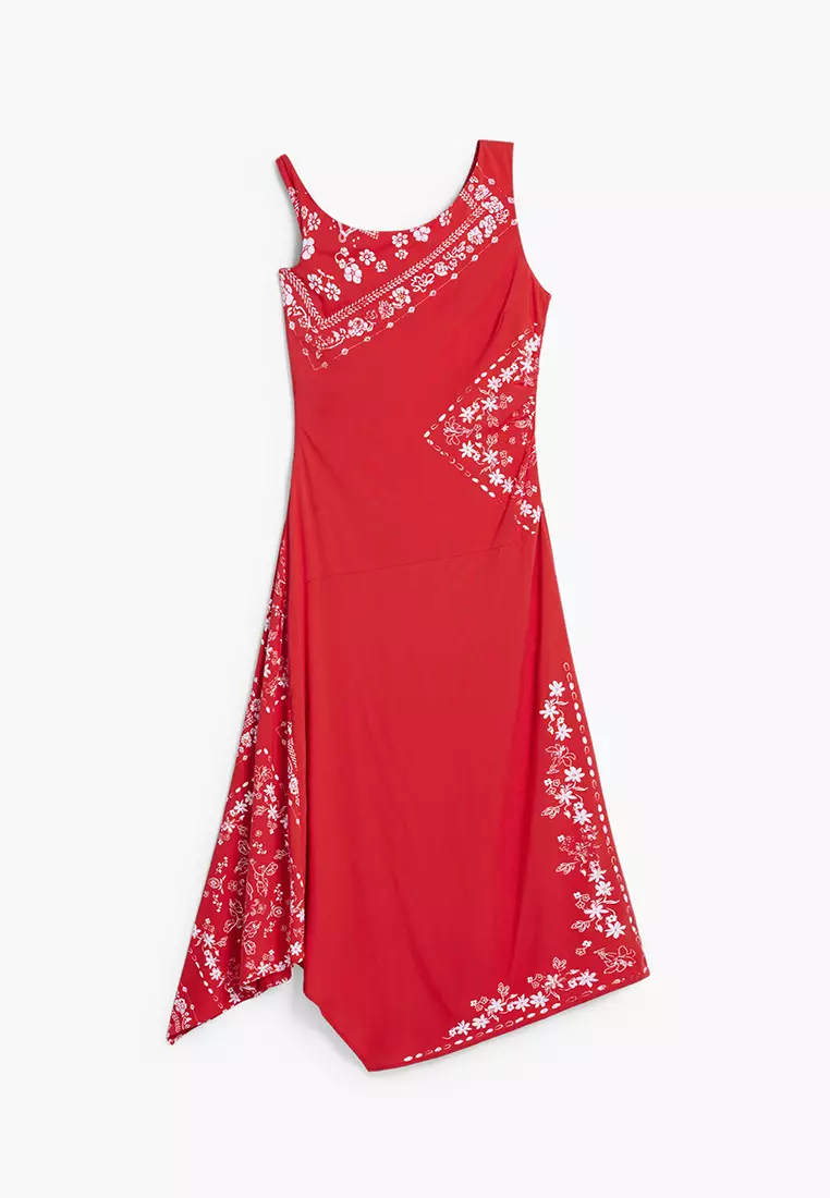 Asymmetric bandana floral dress