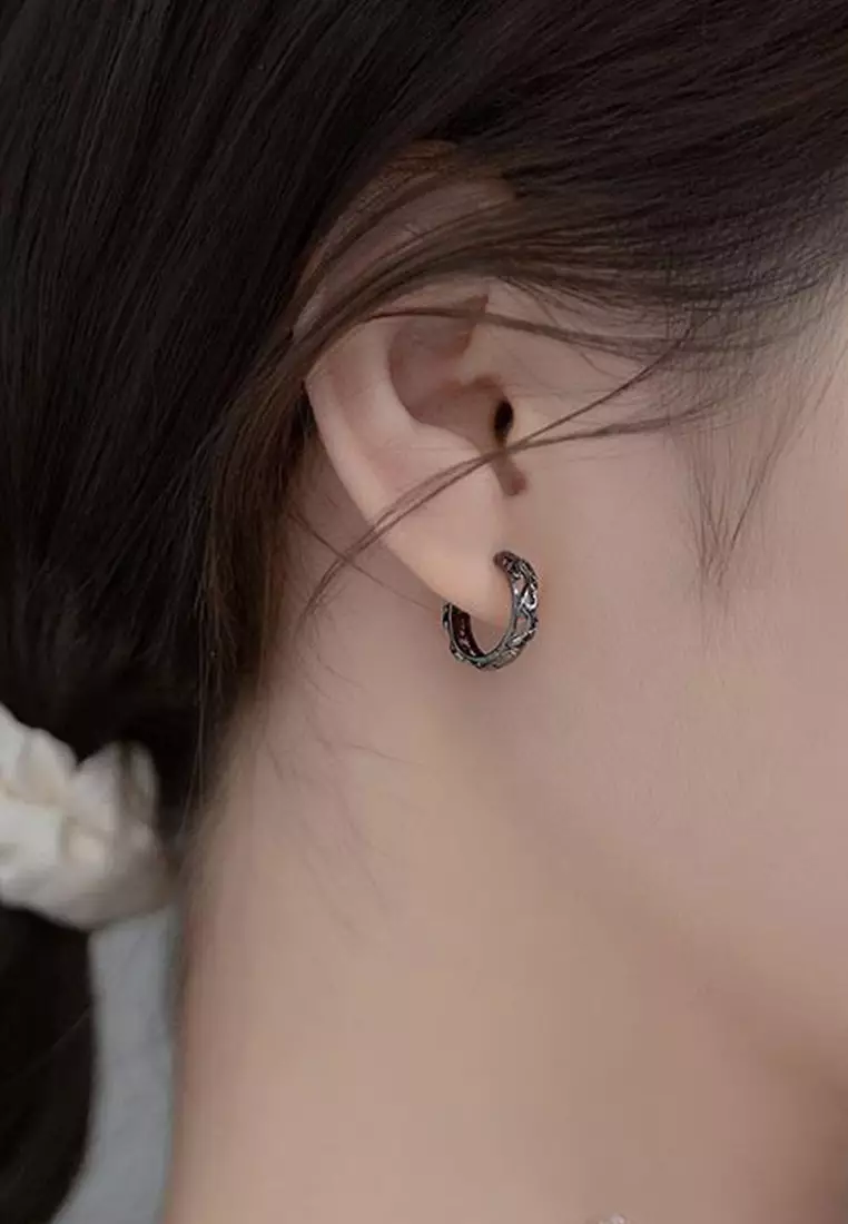 925 Silver Vintage Hallow Out Pattern Earrings JW AR-M01262