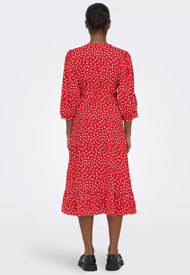 Olivia 3/4 Wrap Midi Dress