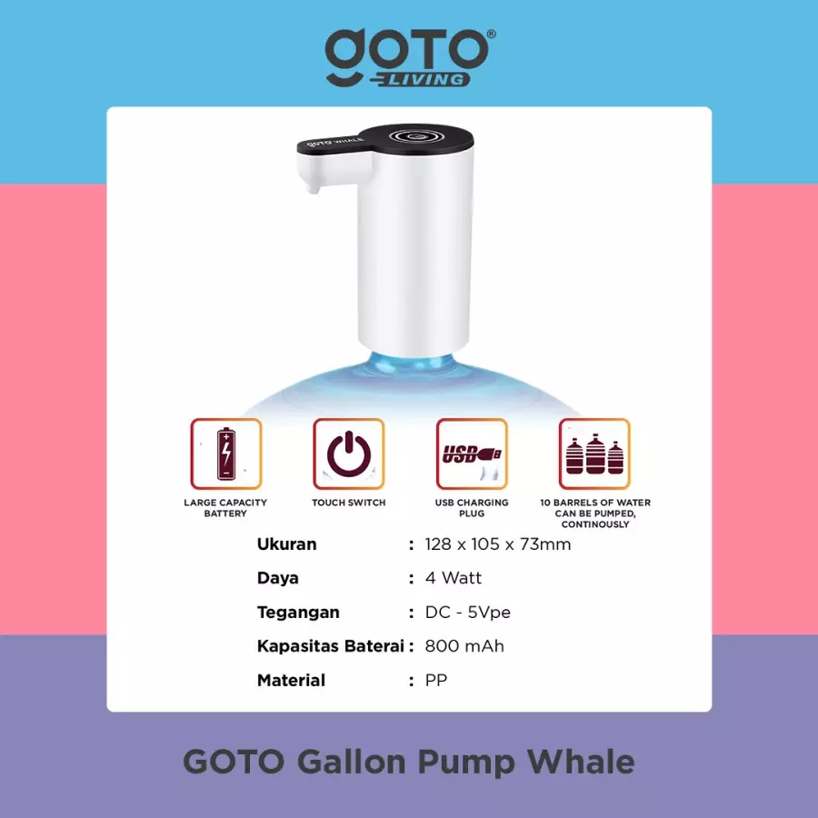 Jual Goto Living Goto Whale Pompa Galon Dispenser Air Minum Charge Usb Gallon Pump Original 2023 0484