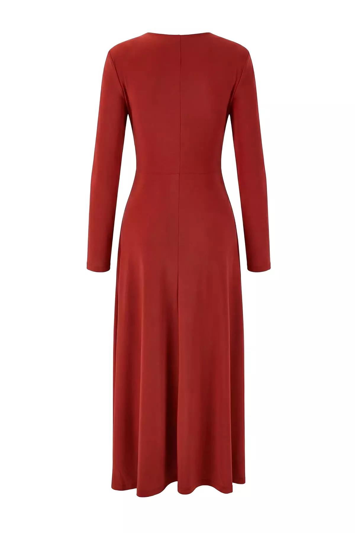 Tile Accessory Detailed Shoulder Pad Piece V-Neck Knitted Dress Tprss26El2