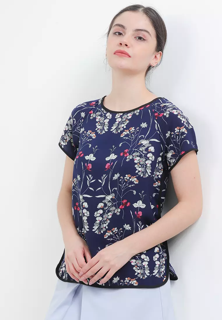 Newt Blouse In Navy Print