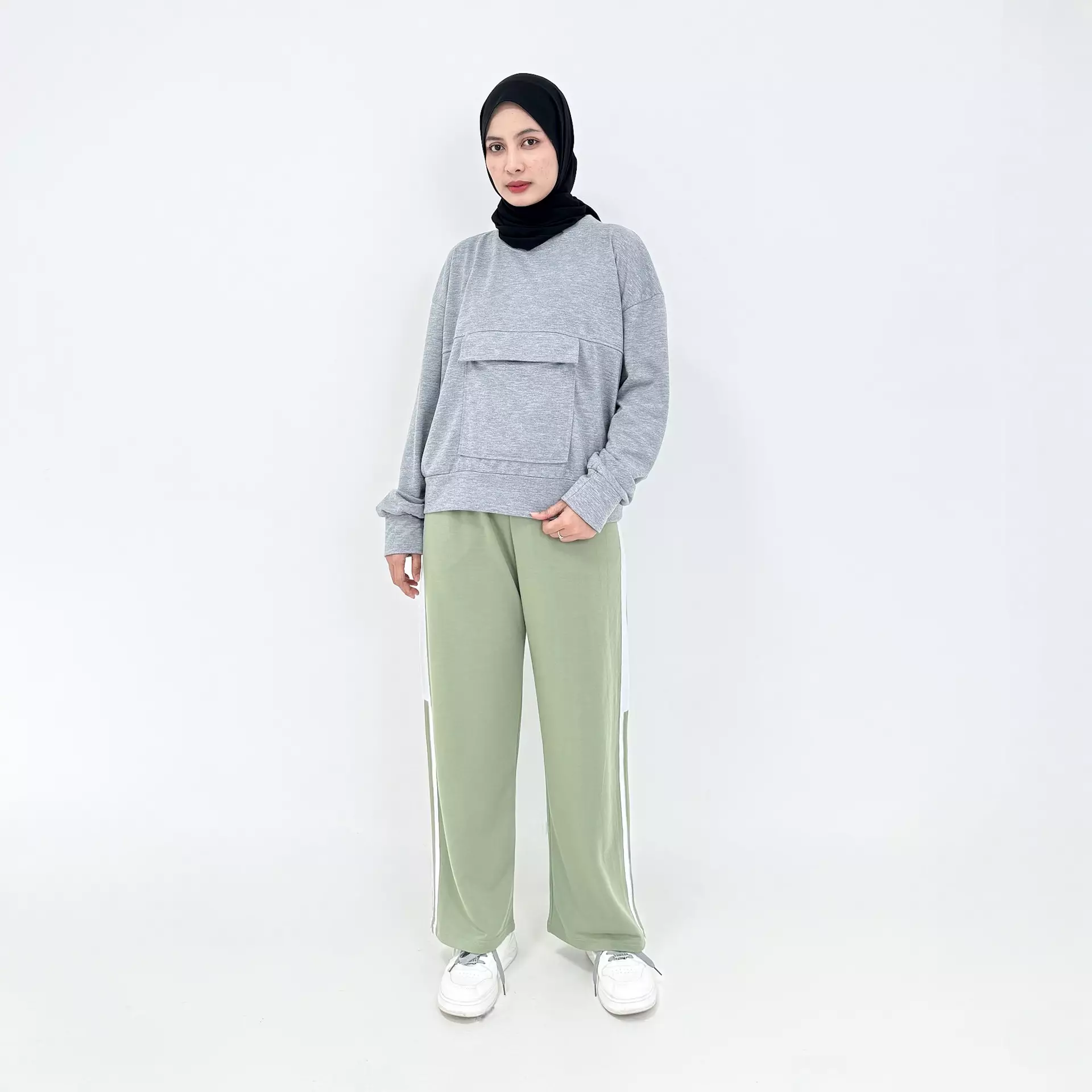 Setelan Olahraga Tafita [ABUMUDA -MINT] Atasan Sweater Bawahan Long Pants