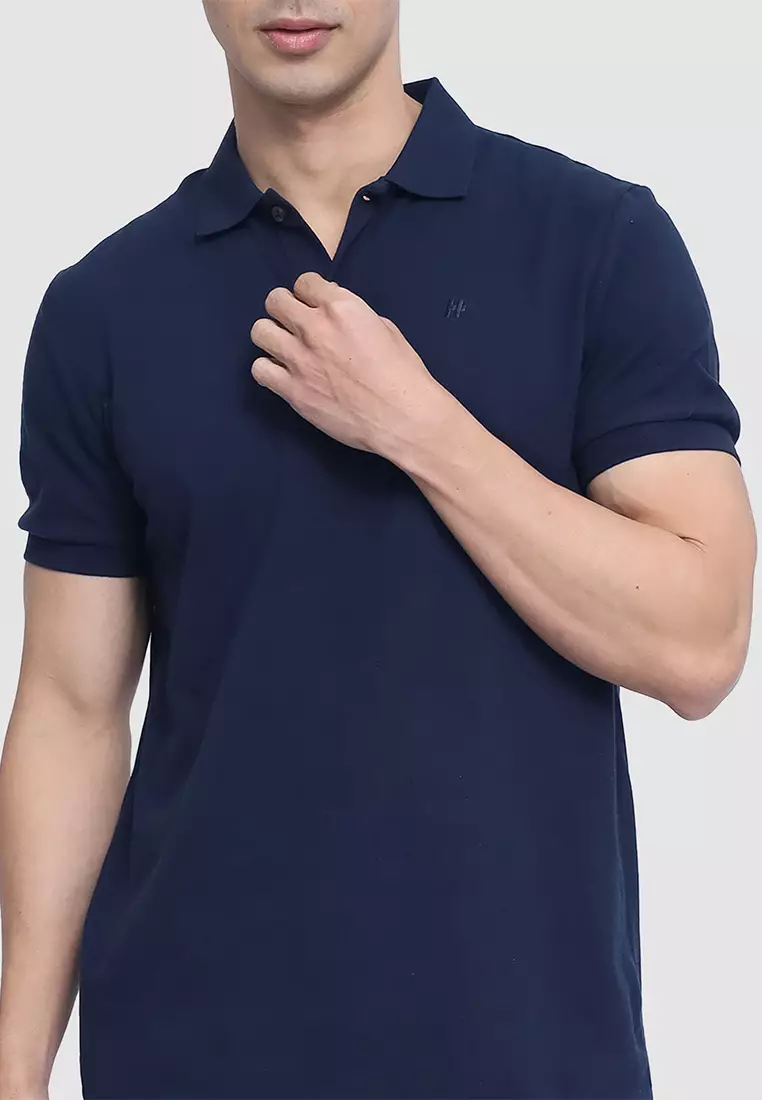 Solid Cotton Pique Polo Shirt in Regular Fit