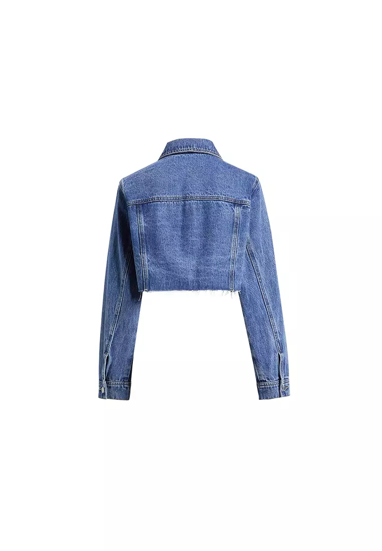 Long Sleeve Crop Top Denim Jacket