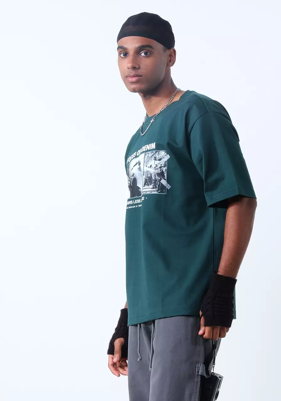 Kaos Pria Boxy Tusha Evergreen