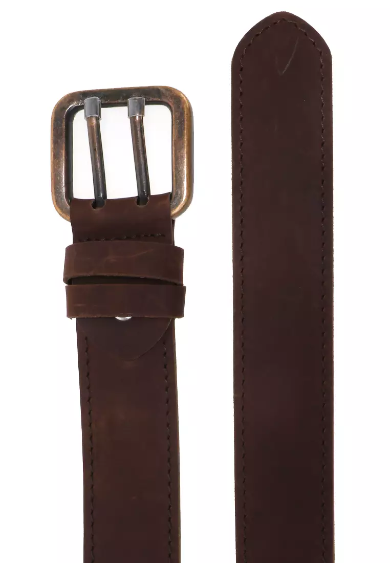 Hazel Gesper Ikat Pinggang Sabuk Pria Solid Brass Material Genuine Leather Kulit CH02 ORIGINAL - Brown
