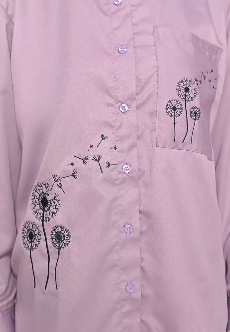 Azzura Embroidery Blouse Lilac