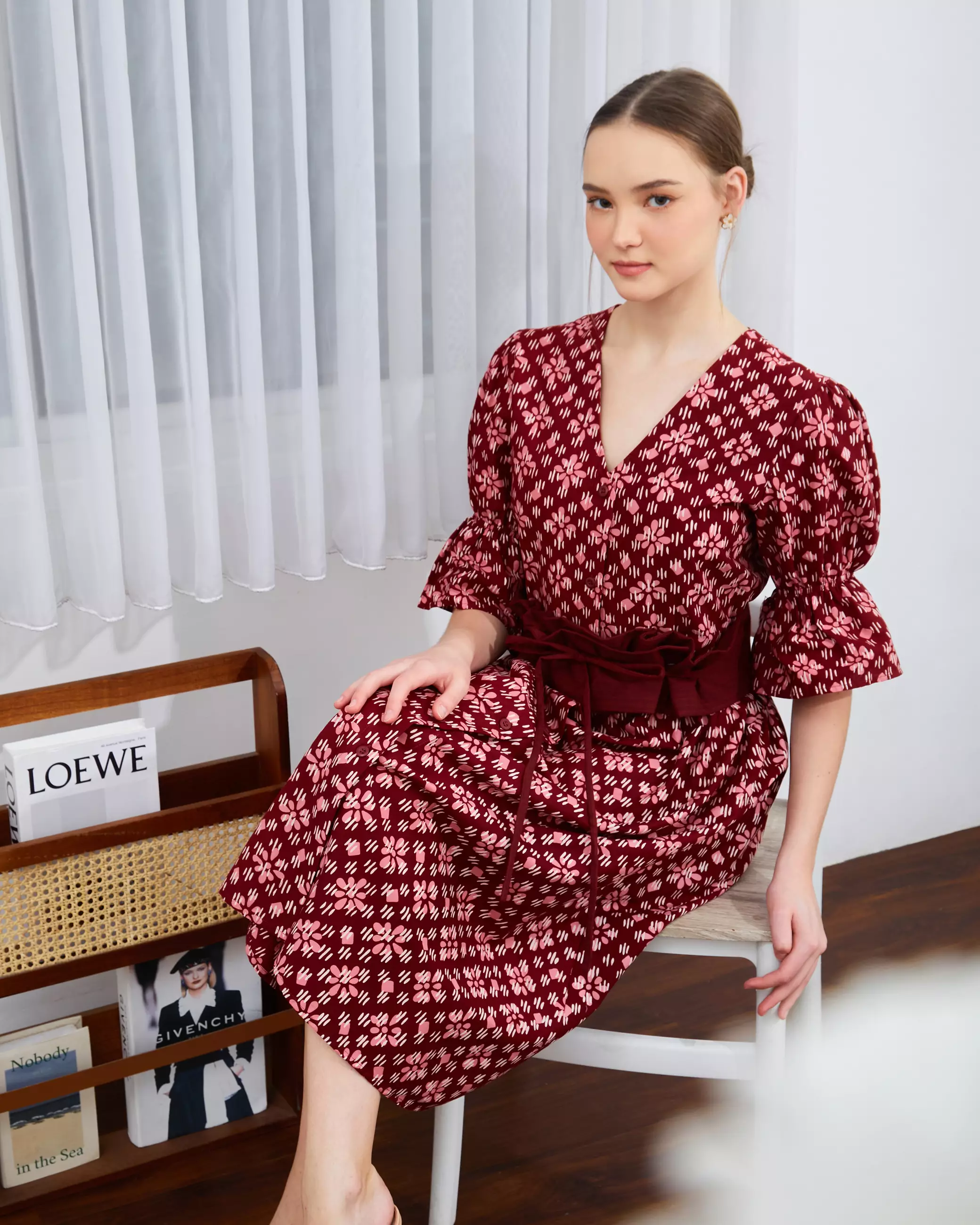 Nayara Dress Batik Nara Maroon