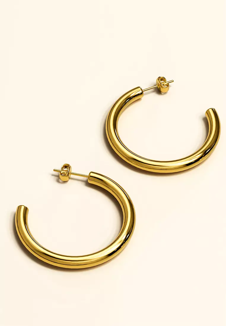 Erica Gold Hoop Earrings 40mm