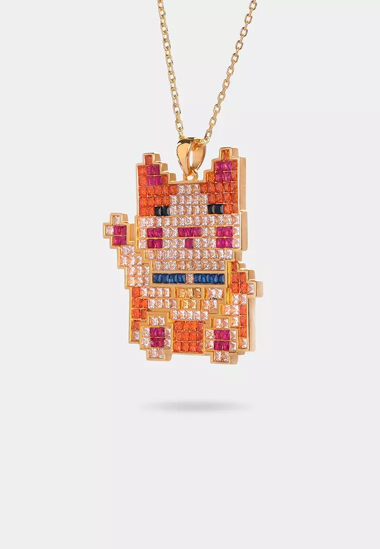 Pixel Lucky Cat Pendant 018