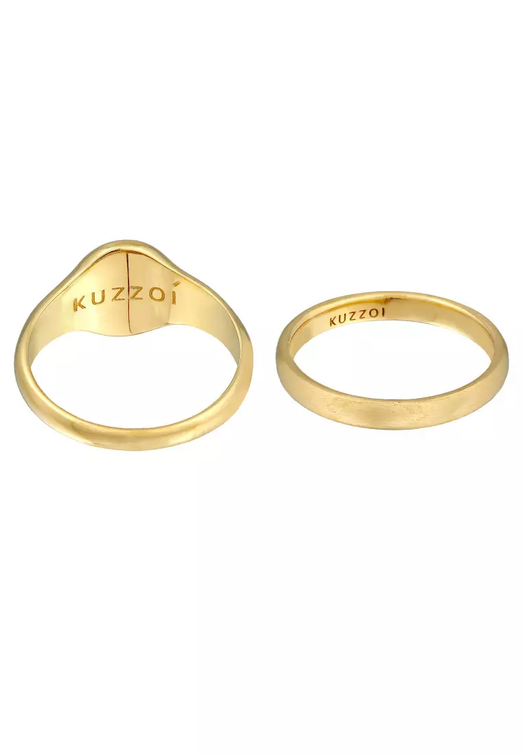 EXCLUSIVE Cincin Perhiasan Perak 925 Pria Signet Basic Gold Plated