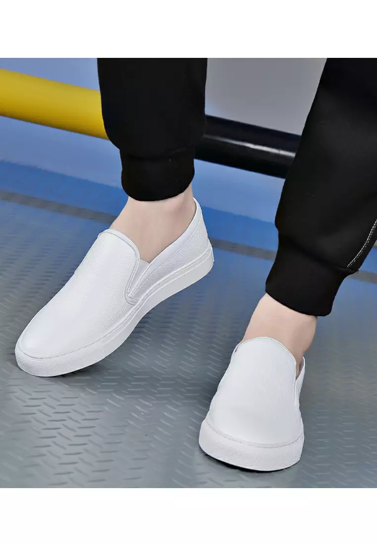 White leather hotsell shoes slip on