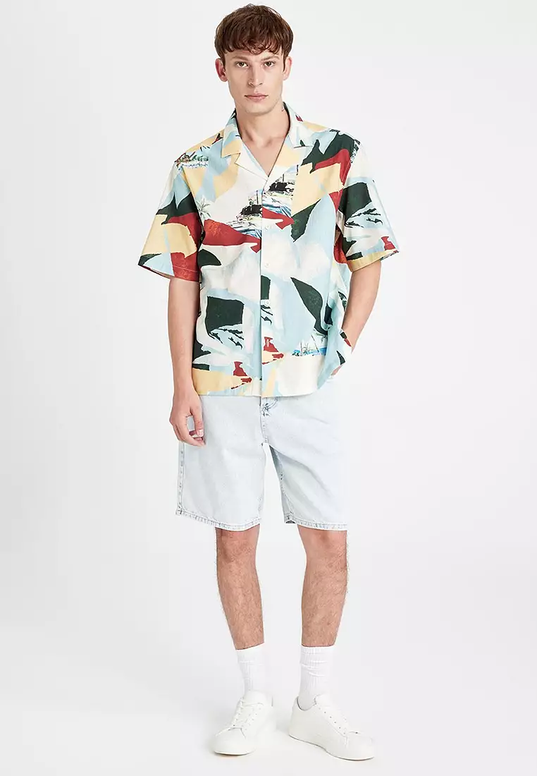 Printed Cotton Short Sleeves Shirt