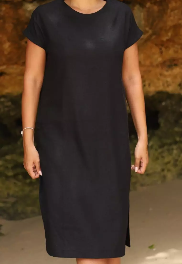 Ureki Dress Linen Wanita Hitam | Linen Dress Women Black