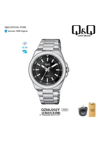 Jual Q Q Q Q Original Jam Tangan Pria Besi Rantai Stainless Steel Qz68 Qz68j Water Resist 5 Bar Qz68j202y Original Zalora Indonesia