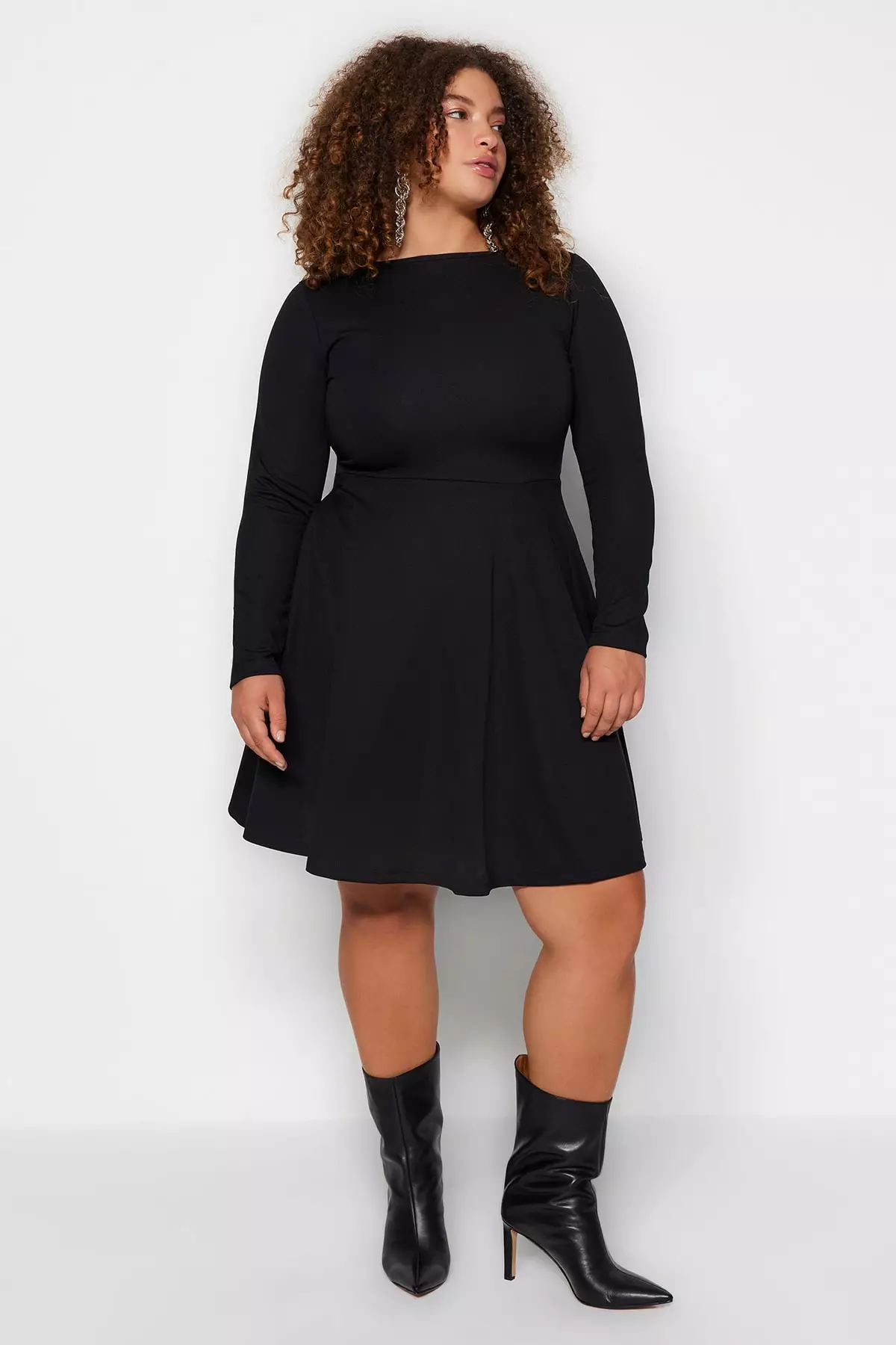 Plus size store black knit dress