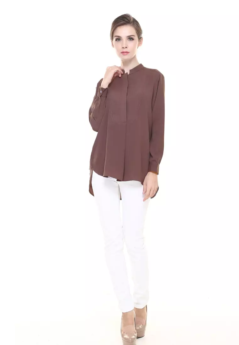 Eva Suit Top in Dark Brown