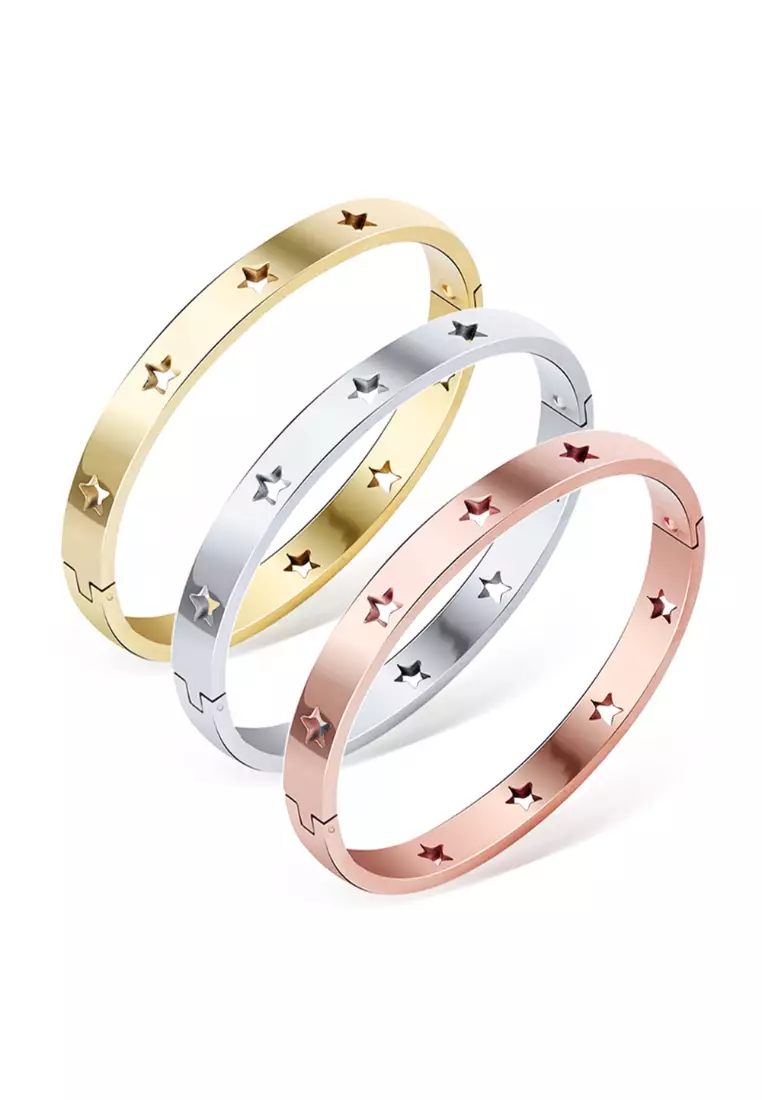 Bellatrix Star White Gold Layered Bangle