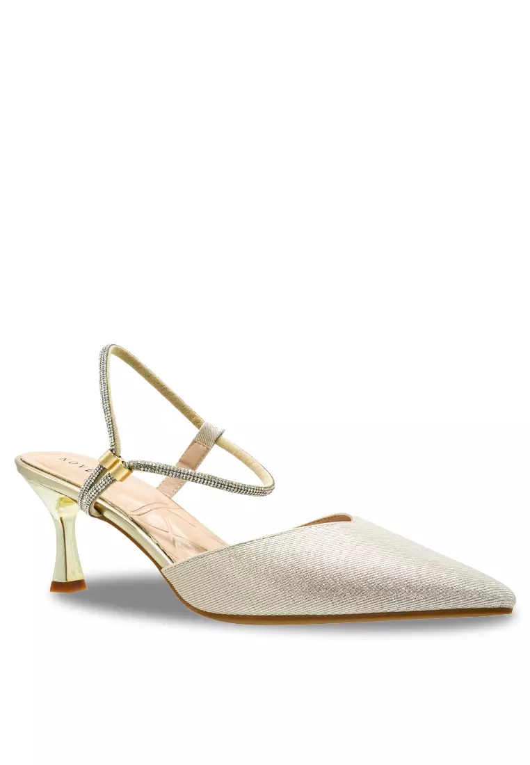 Women Sling Back Faux Leather Strap Casual Heels - 240190158