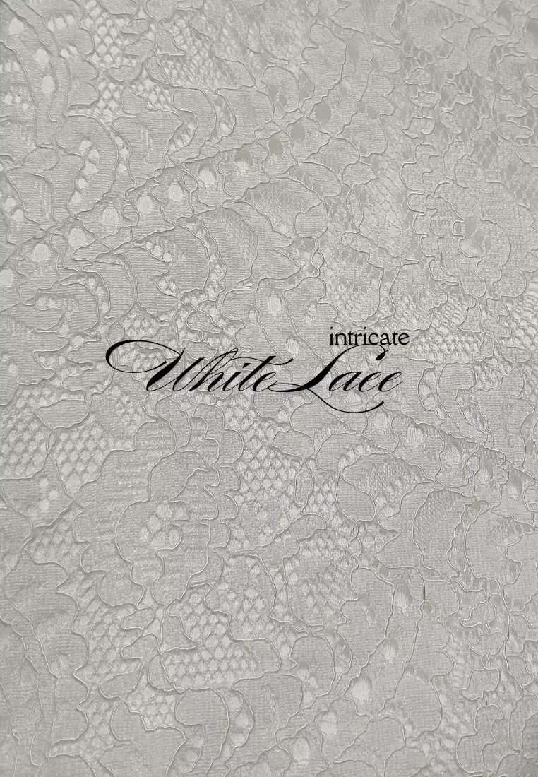 White Lace Top & Navy Blue Batik Pleated Skirt