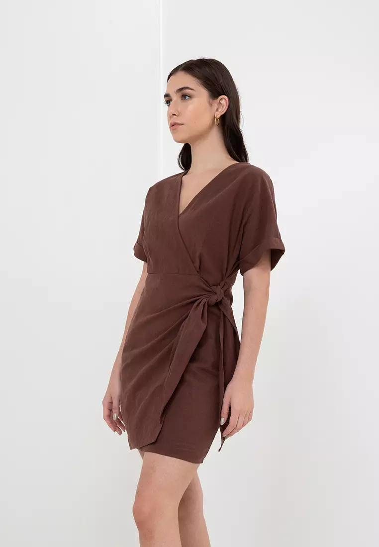 Buy Zalora Studios Linen Blend Wrap Kimono Dress 2024 Online