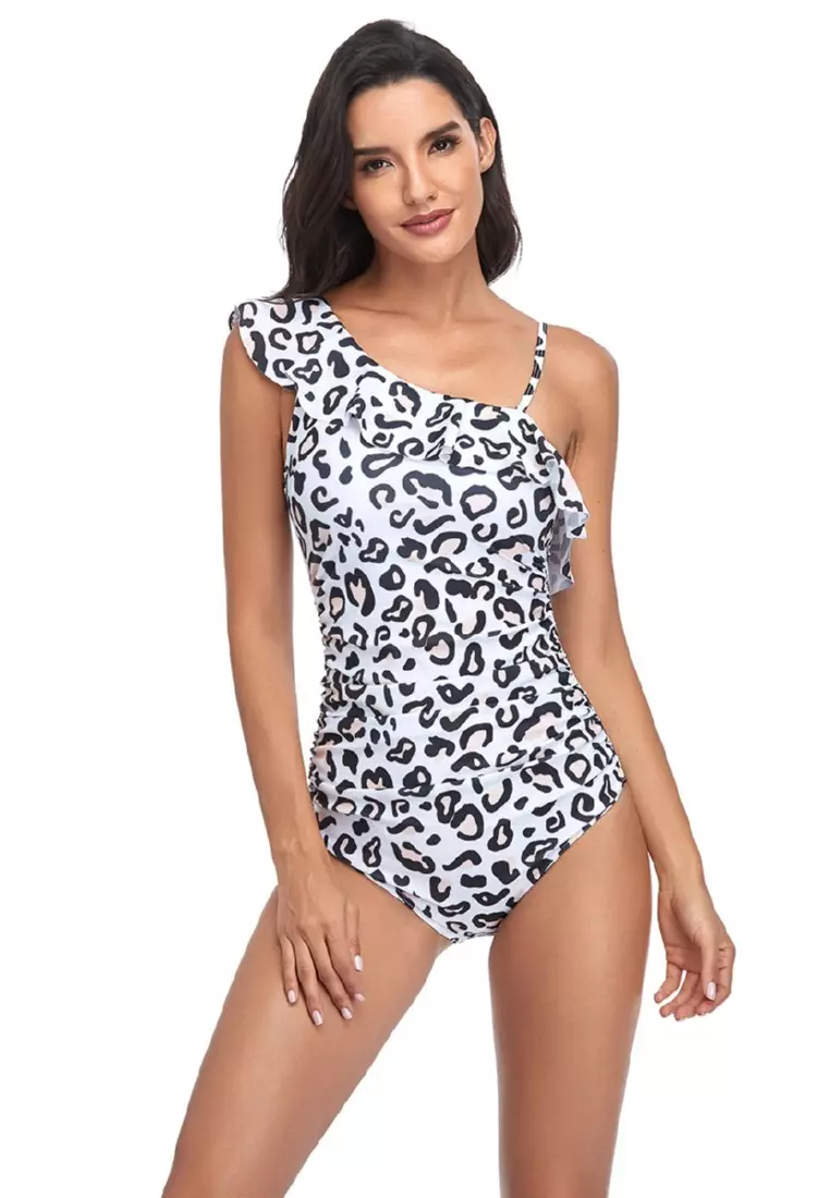 White animal print swimsuit sale